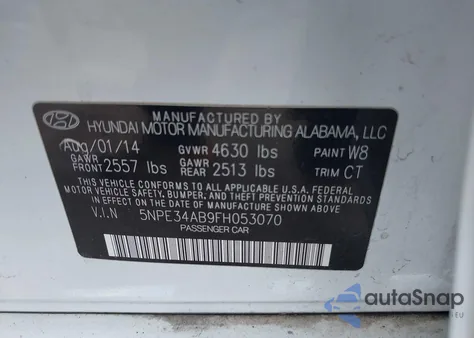 2015 Hyundai Sonata Sport 2.0T from USA, damaged, VIN 5NPE34AB9FH053070